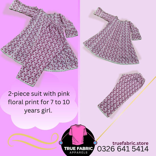 2-piece cotton suit for girls, 7-10 years